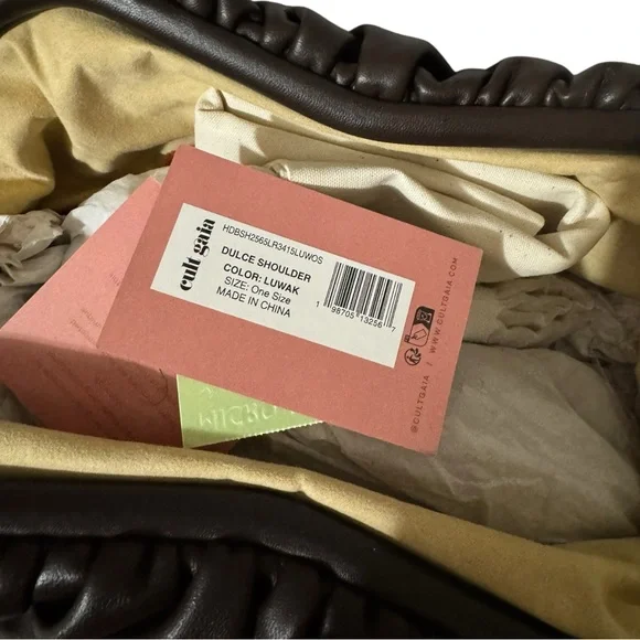 cult gaia Dulce Shoulder Bag in Brown Luwak Leather - Picture 5 of 6